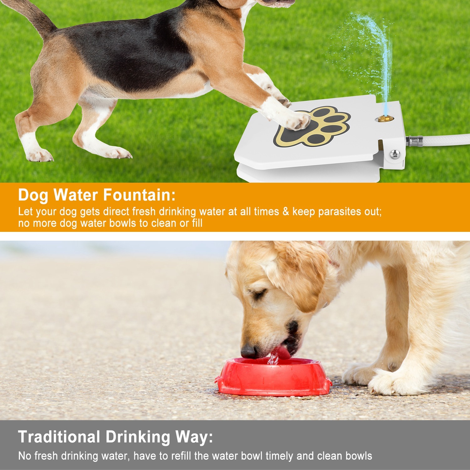 1Pc Dog Water Fountain Outdoor Dog Pet Water Dispenser Step-on Activated Sprinkler With Interactive Paw Pedal Valve For Drinking Water - Image 3
