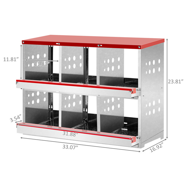 6 Compartments, 84x43x62, Sloping Roof, Disassembled, Iron, Red - Image 4