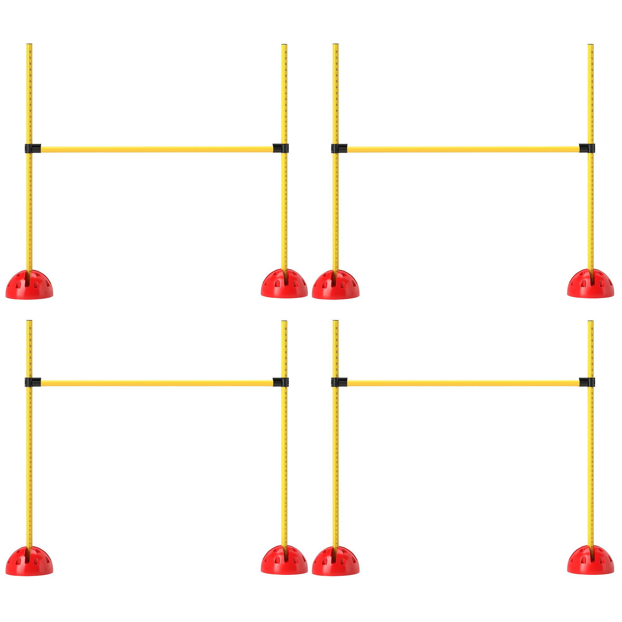 4 Piece Dog Agility Course Set With 4 Height Adjustable Dog Agility Jumps, Carry Bag, Yellow