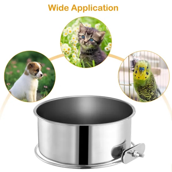 Detachable Pet Cage Food Water Bowl With Clamp Holder - Image 4