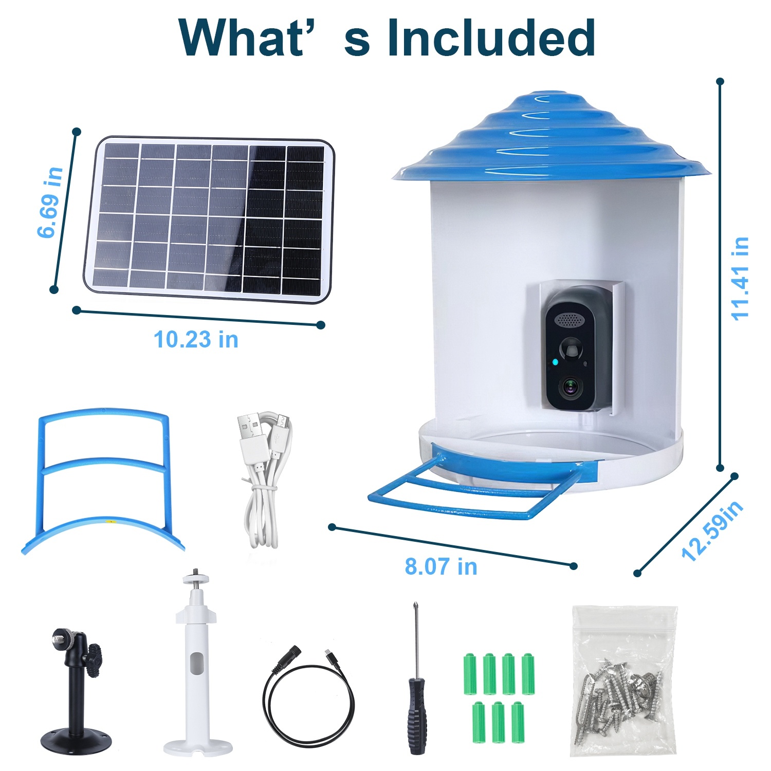 Smart Bird Feeder With Solar Powered Camera 1080P HD AI Identify PIR Motion Auto Capture Video Cloud Card Storage WiFi Connection App Control IP65 Waterproof - Image 7