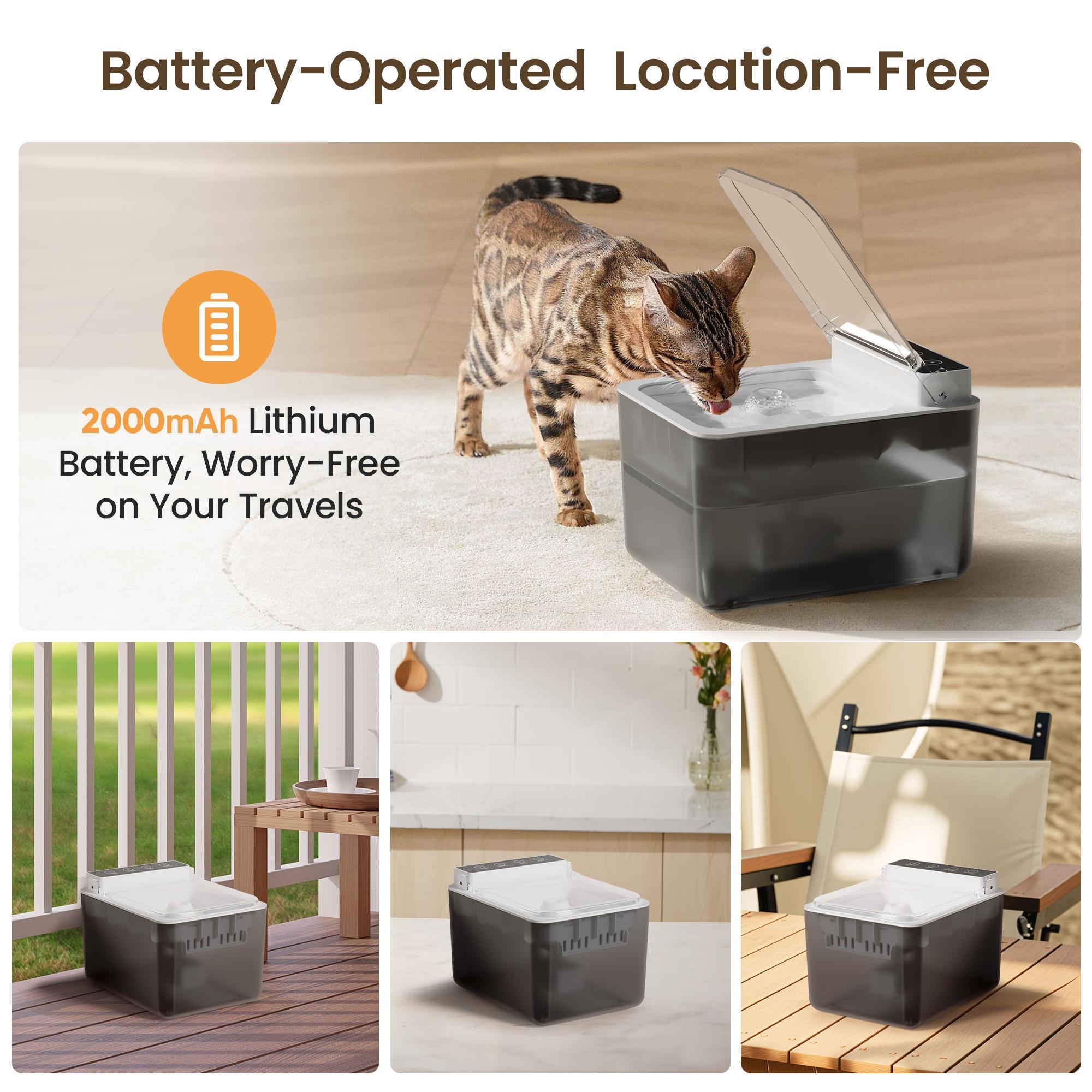 Wireless Charging Battery Driven 304 Stainless Steel Cat Automatic Induction Pet Water Fountain - Image 6
