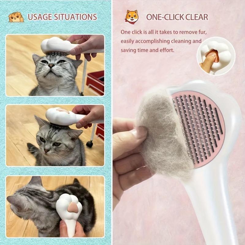 Pet Massage Hair Removal Comb, Paw ShapedPet Grooming Brush, PetHair Remover, Dog & CatGrooming Supplies Viral Dogvacuum Pethairremover Tool - Image 4