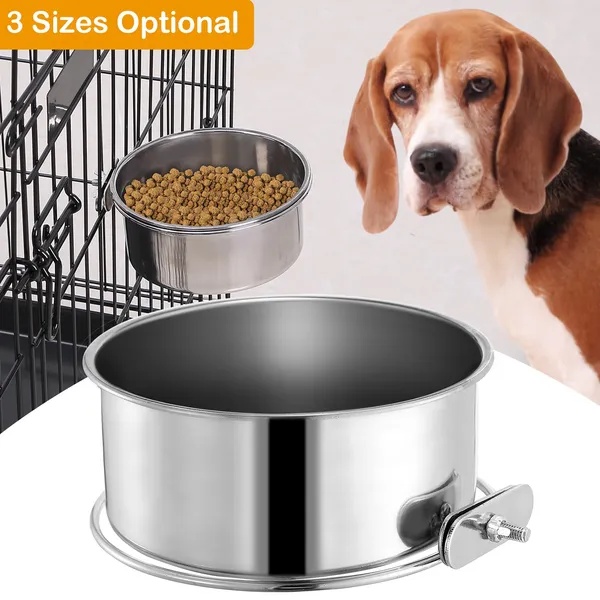 Detachable Pet Cage Food Water Bowl With Clamp Holder - Image 2