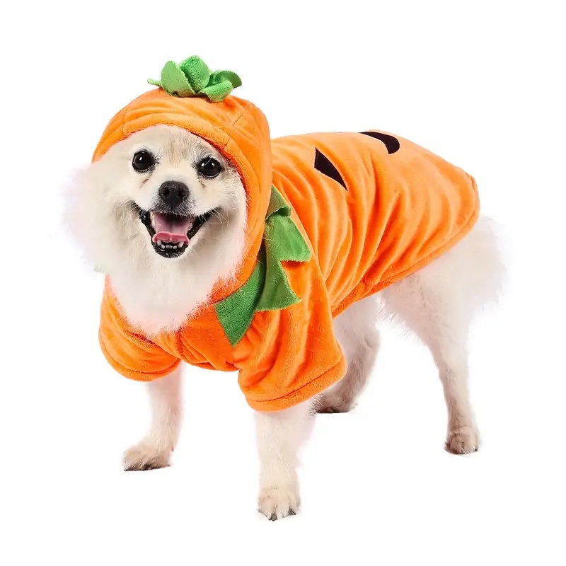 Dog Hoodie Cute Funny Halloween Style Pumpkin Cosplay Costume Warm Puppy Fleece Clothes - Image 8