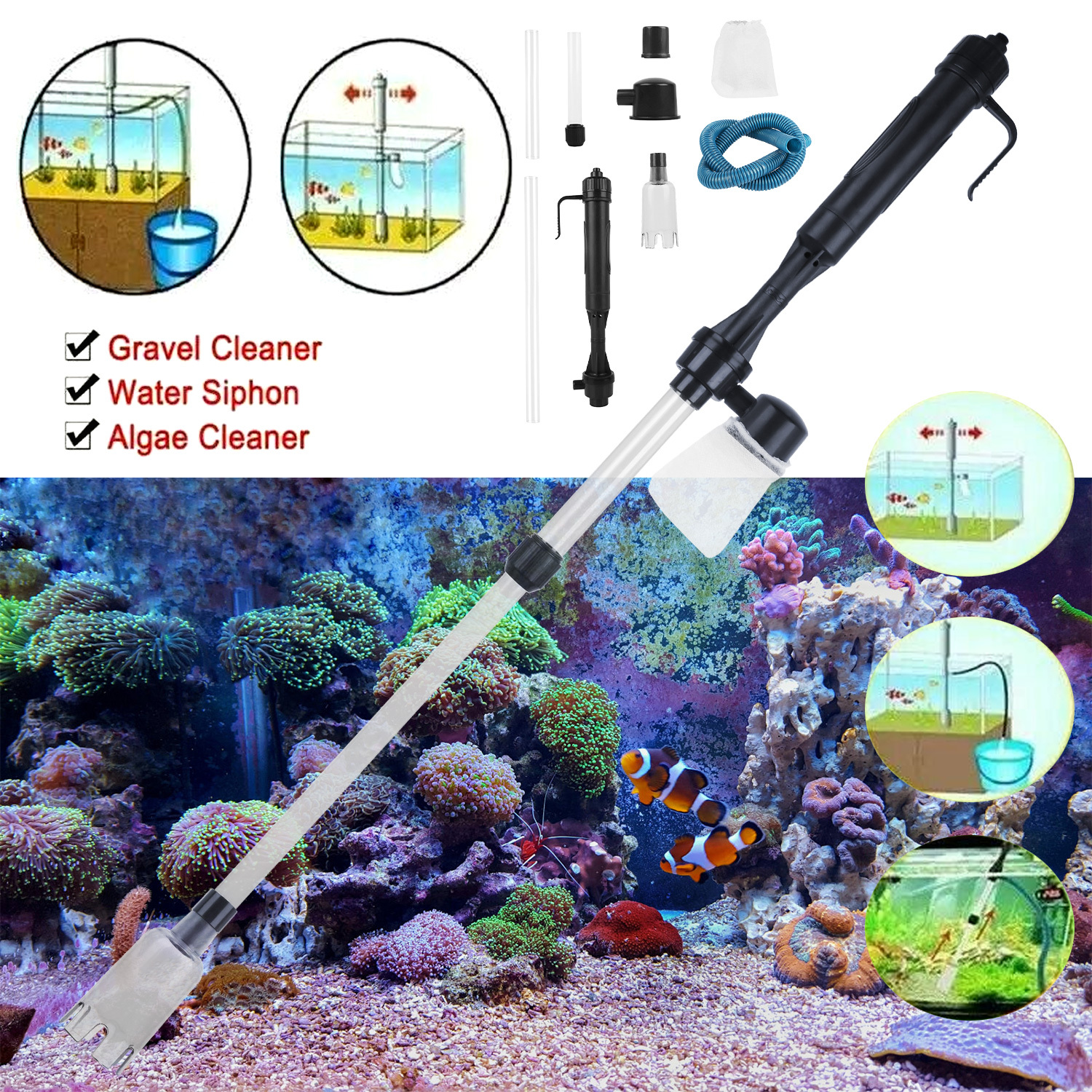 Battery-Operated Aquarium Vacuum Gravel Cleaner - Image 9