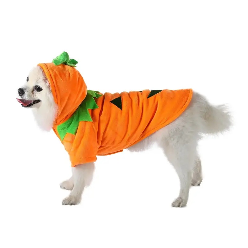 Dog Hoodie Cute Funny Halloween Style Pumpkin Cosplay Costume Warm Puppy Fleece Clothes - Image 5