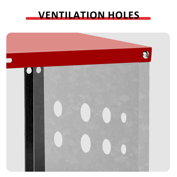 6 Compartments, 84x43x62, Sloping Roof, Disassembled, Iron, Red - Image 3