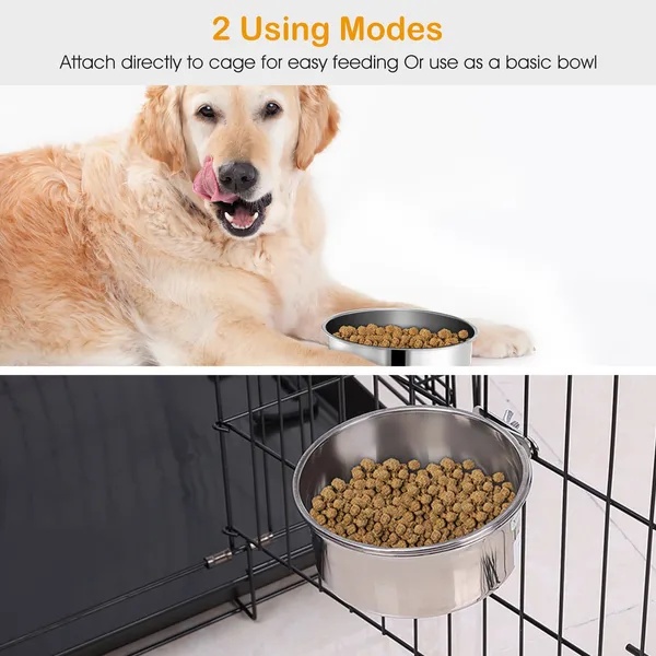 Detachable Pet Cage Food Water Bowl With Clamp Holder - Image 6
