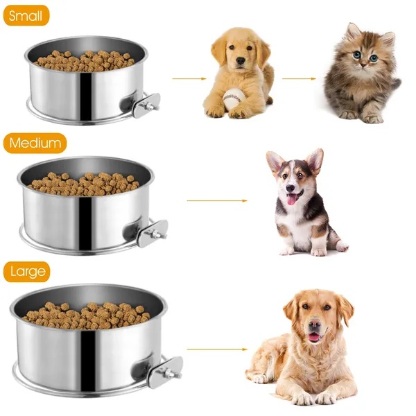 Detachable Pet Cage Food Water Bowl With Clamp Holder - Image 3