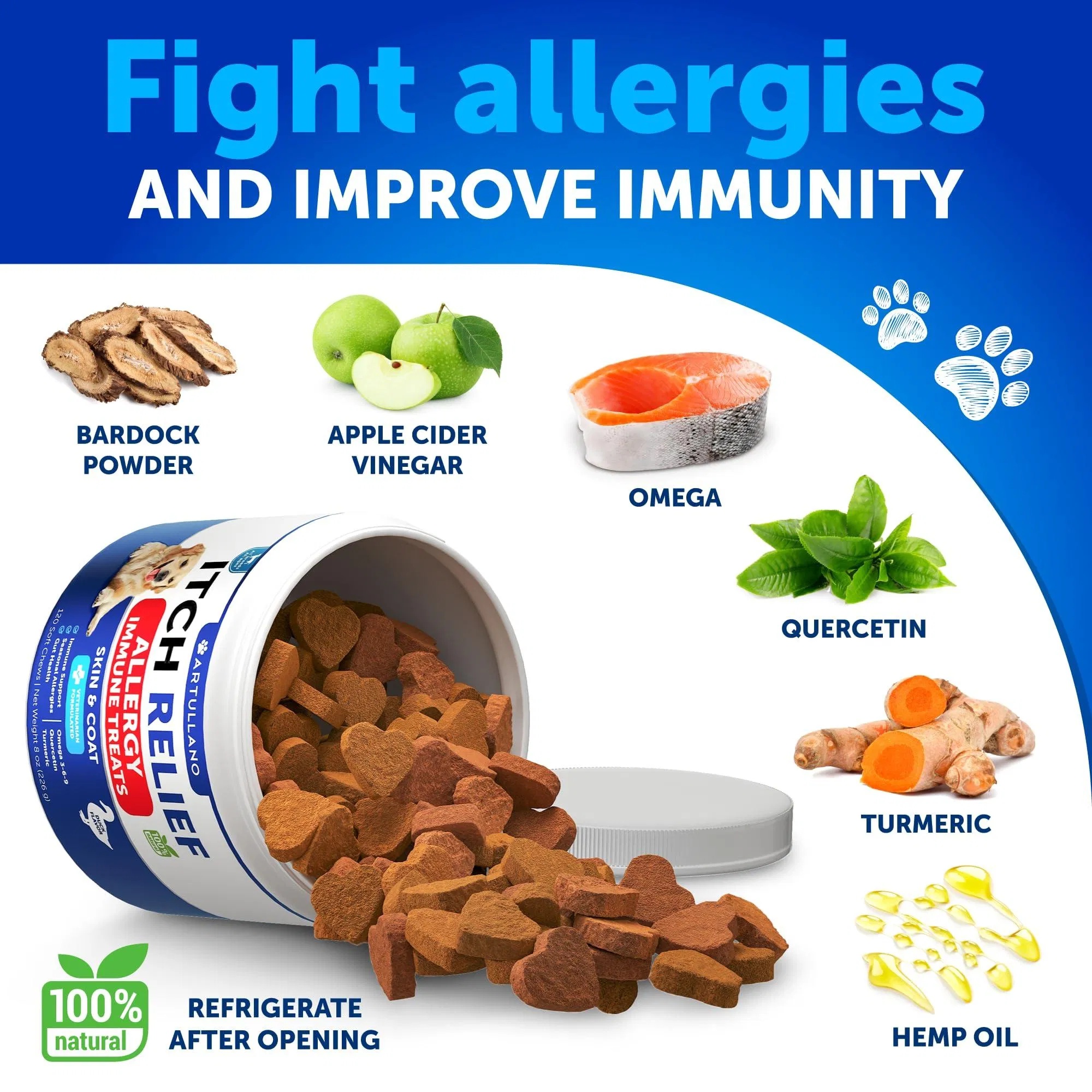 Dog Allergy Relief Chews Itching Skin Relief For Dogs Fish Oil 3 Seasonal Allergies Pills Skin & Coat Anti ItchHot Spots Treatment Canine Immune Health Supplement 120 Soft Treats - Image 6