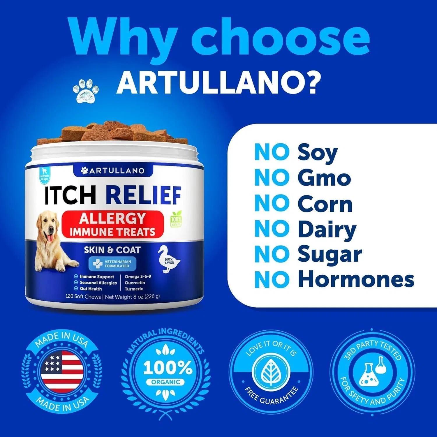 Dog Allergy Relief Chews Itching Skin Relief For Dogs Fish Oil 3 Seasonal Allergies Pills Skin & Coat Anti ItchHot Spots Treatment Canine Immune Health Supplement 120 Soft Treats - Image 4